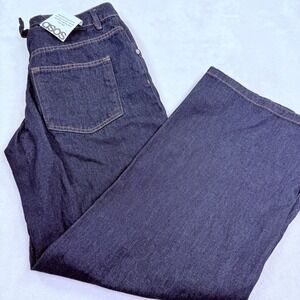 ASOS Mens Dark Wash Indigo Wide Leg Cinch Back Denim Jeans Blue 31 Waist